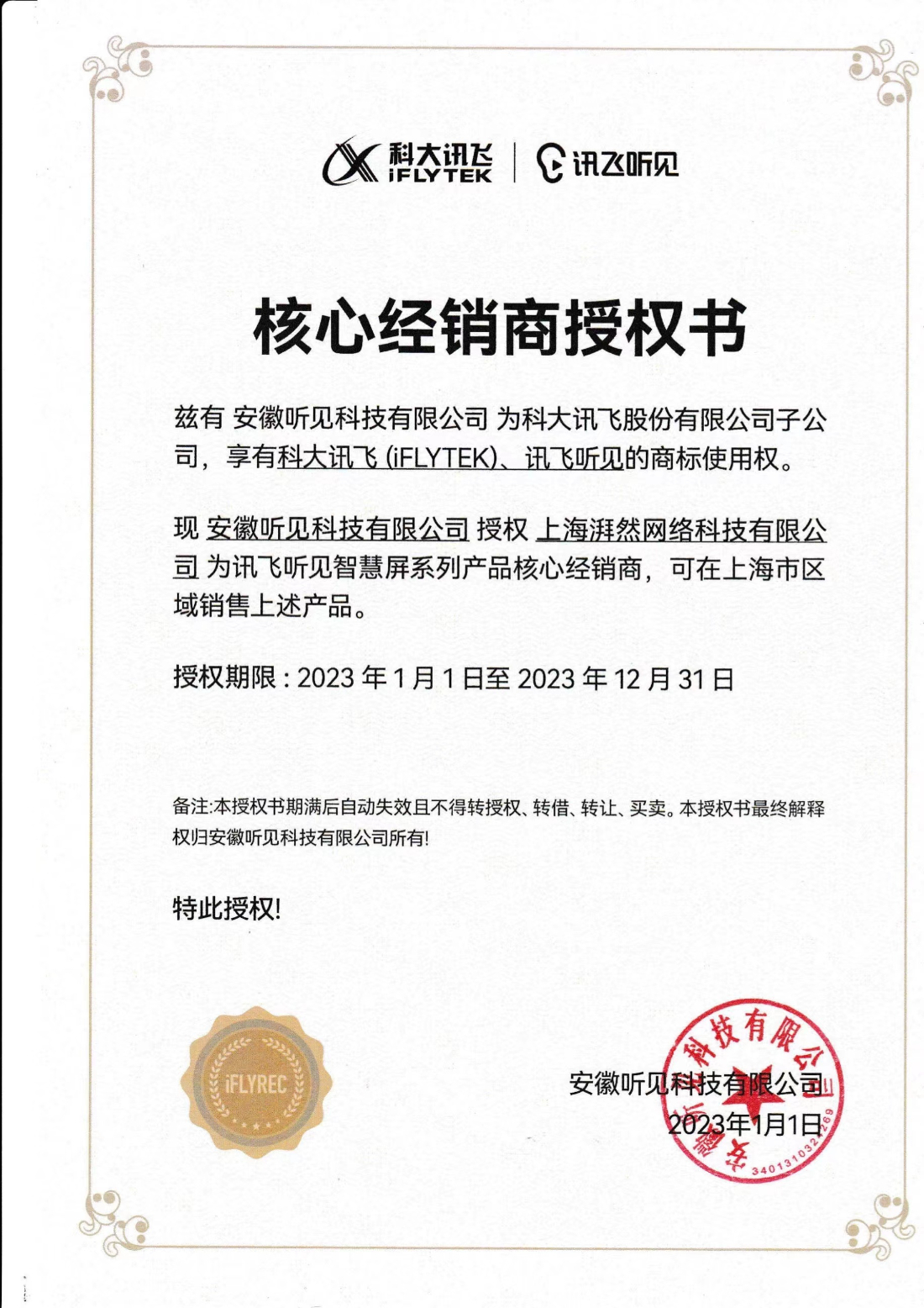 科大訊飛授權
